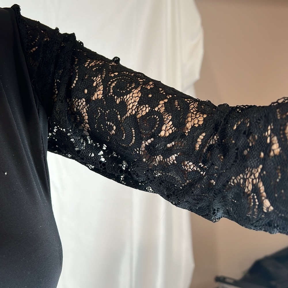 DANCE 💃🏻 PRACTICE DRESS IN BLACK WITH LACE PANELS & SLEEVES 🤩😍 - Picture 4 of 5